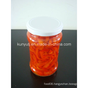 Sweet Red Pepper Slices in Glass Jar